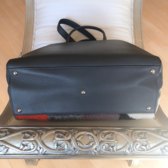 Fendi 2Jours Leather & Multicolor Shearling Tote - Picture 11 of 16